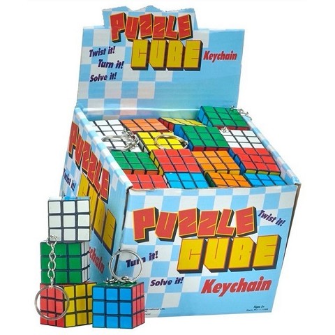 KEYCHAIN PUZZLE CUBE 3CM ASSORTED IN DISPLAY